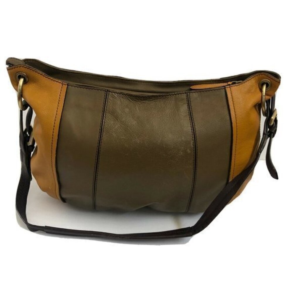DR YANY Handbag Shoulder Bag Genuine Leather Large Color Block.
